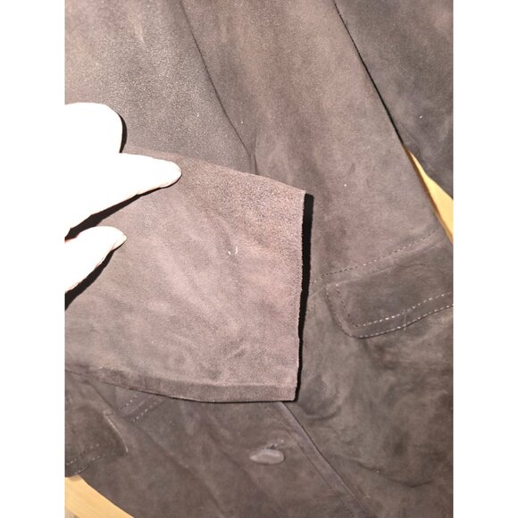 Vintage Brown Suede Long Coat Button Closure & Pockets old money classic warm - Picture 3 of 10